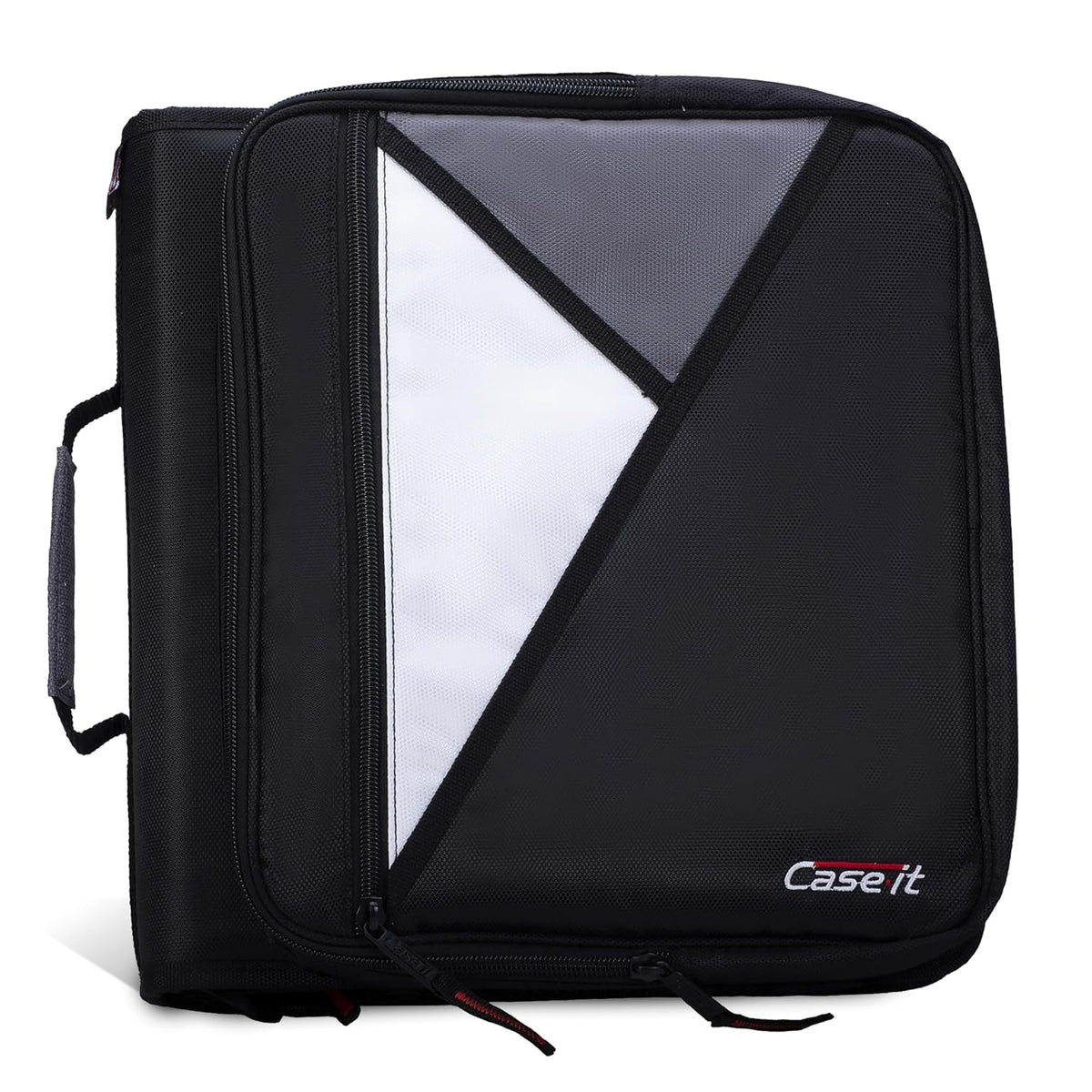 Case-it Universal Zipper Binder | 2-Inch O-Rings,13-Inch Laptop/Tablet Padded Pocket,400 Sheet Capacity,Multiple Storage Pockets&Shoulder Strap | School&Office Organizer-| LT-007 Jet Black,(Pack of 6)