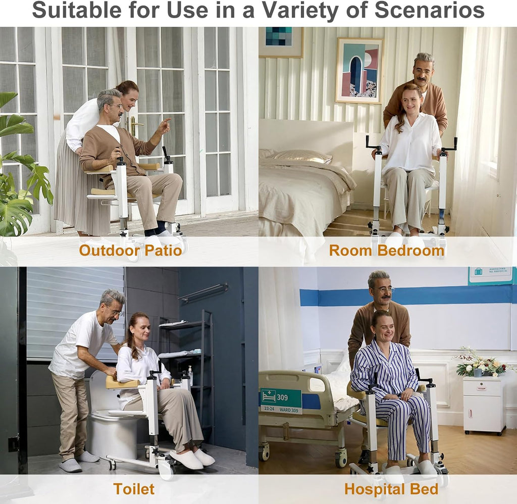 Patient Lift Transfer Chair for Home, 4 in 1 Portable Transfer Chair for Senior Adults, Bed to Toilet Transfer Lift, Ships from USA - Weight Capacity 290 lb - Easy to Use