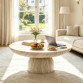 31.5' Round Coffee Table for Living Room, Modern Circle Faux Marble Table with Pedestal‌ Base, Drum Center Table, Living Room Furniture for Apartment, Small Space（Mars,31.49'）