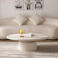 White Oval Coffee Table Modern Circle Center Table Circular Coffee Tables with Stable Pedestal, for Living Room, Bedroom, Farmhouse Outdoor Patio (Oval Coffee Table)