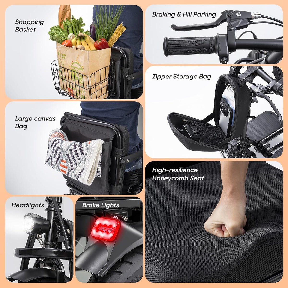 3 Wheel Mobility Scooter for Seniors Adults, 700W 48V10AH Lithium 300 lbs Electric Mobility Scooters Foldable, Travel Folding Scooters Lightweight, Collapsible Handicap Elderly Scooter
