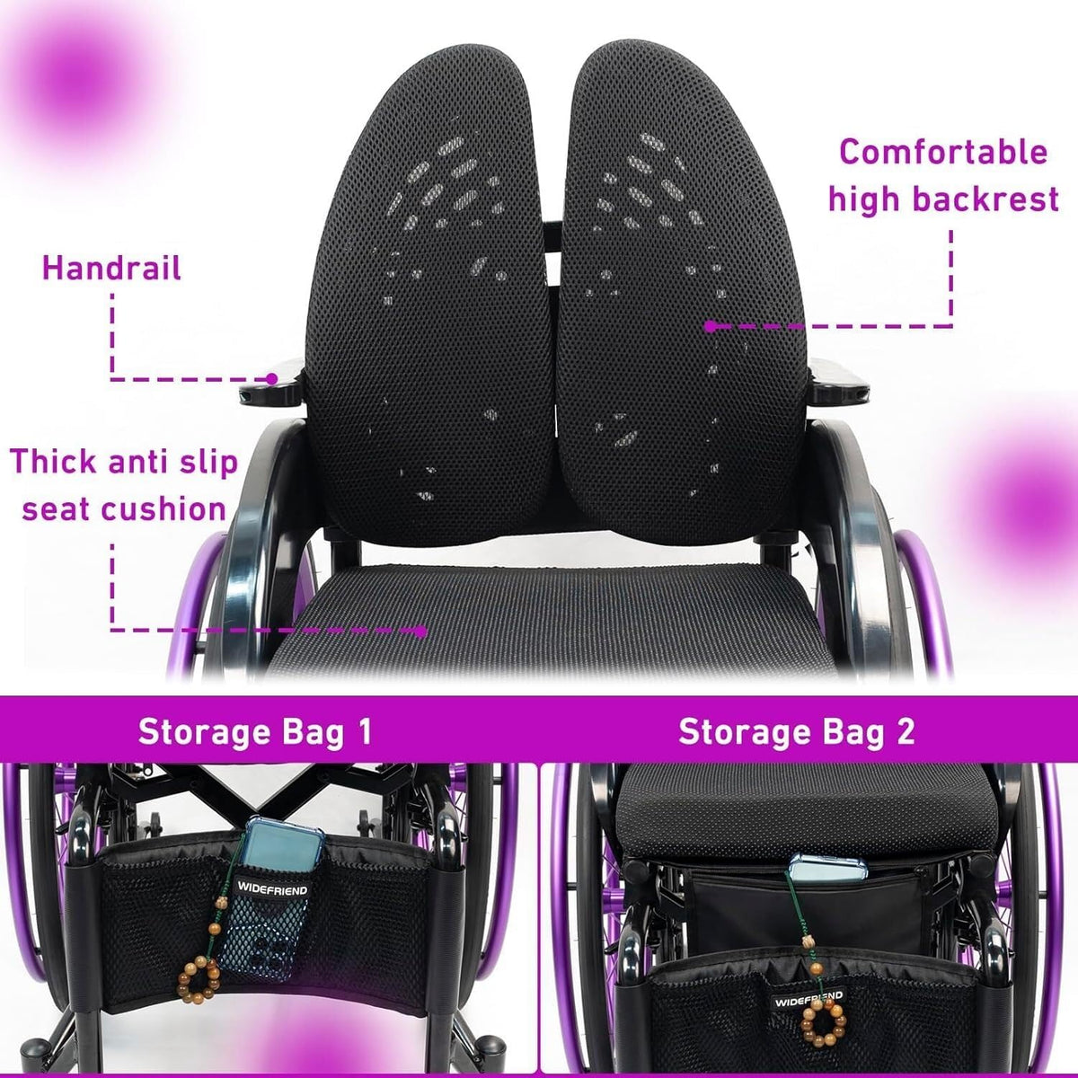 Lightweight Sports Wheelchair,Self-propelled Manual Wheelchairs,Folding All-Terrain Ultra Wheelchair,Aluminum Alloy Wheelchair,Lightweight Wheel Chair for Adults,Quick Release Rear Wheels(38cm/15in)