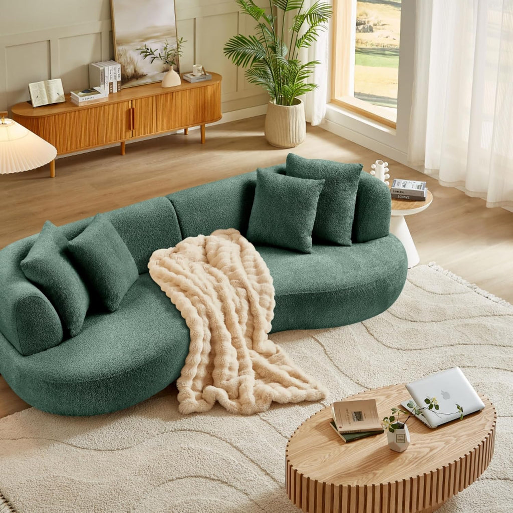 43.31' Natural Ash Oval Coffee Table for Living Room, Wood Drum Pedestal Table Farmhouse Boho Modern Nesting Round Center Table with Handcrafted for Small Space Apartment, Easy Assembly, Oak