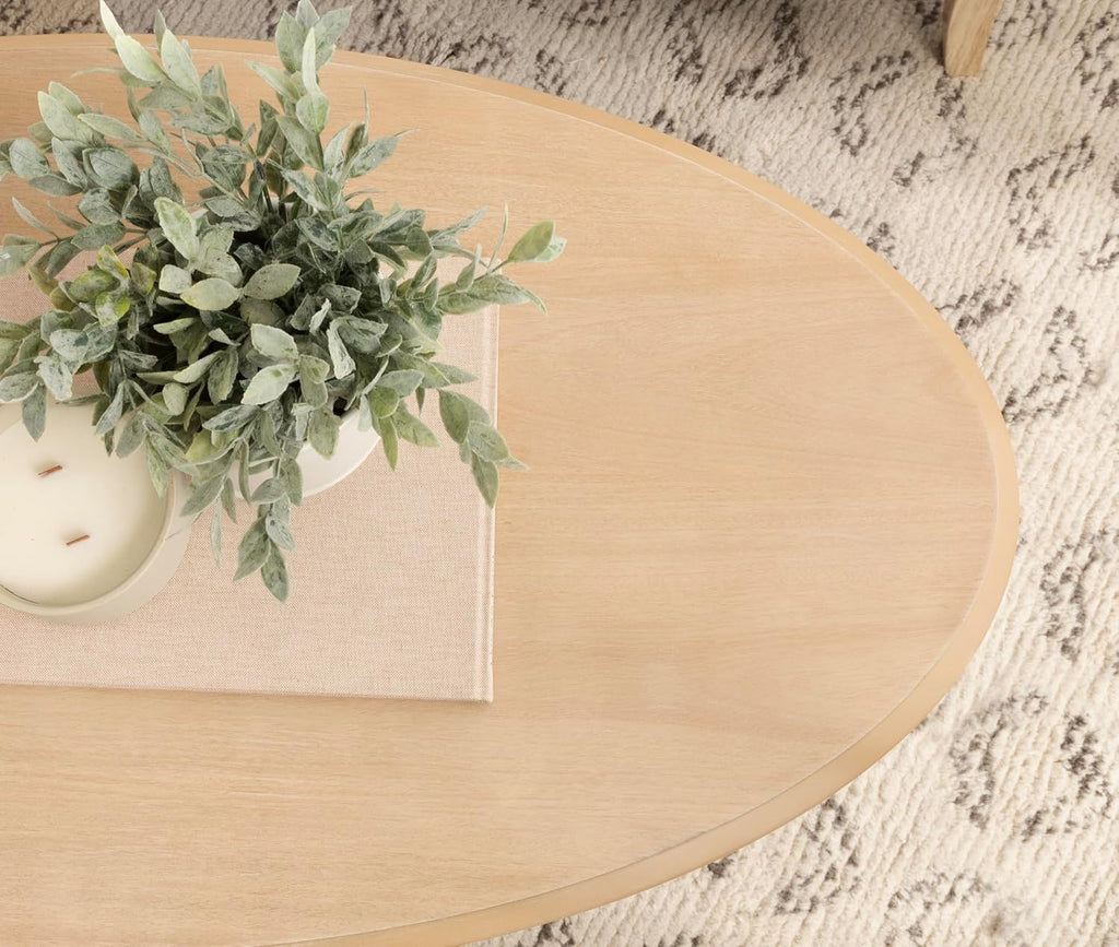 Kate and Laurel Sutherlin Vintage Tiered Oval Coffee Table, 42 x 22 x 19, Light Natural, Traditional Two-Tier Oval Living Room Table with Storage for Use as Useful Home Decor Option