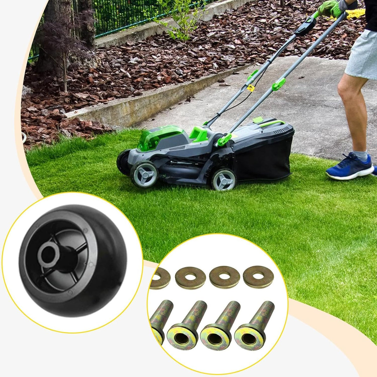 Baoblaze Deck Wheels Kit with & Locknuts Mower Parts Sturdy Hardwares Lawn Mower Accessories for 68-2730 116-9981 103-3168, 6 Pieces Kit