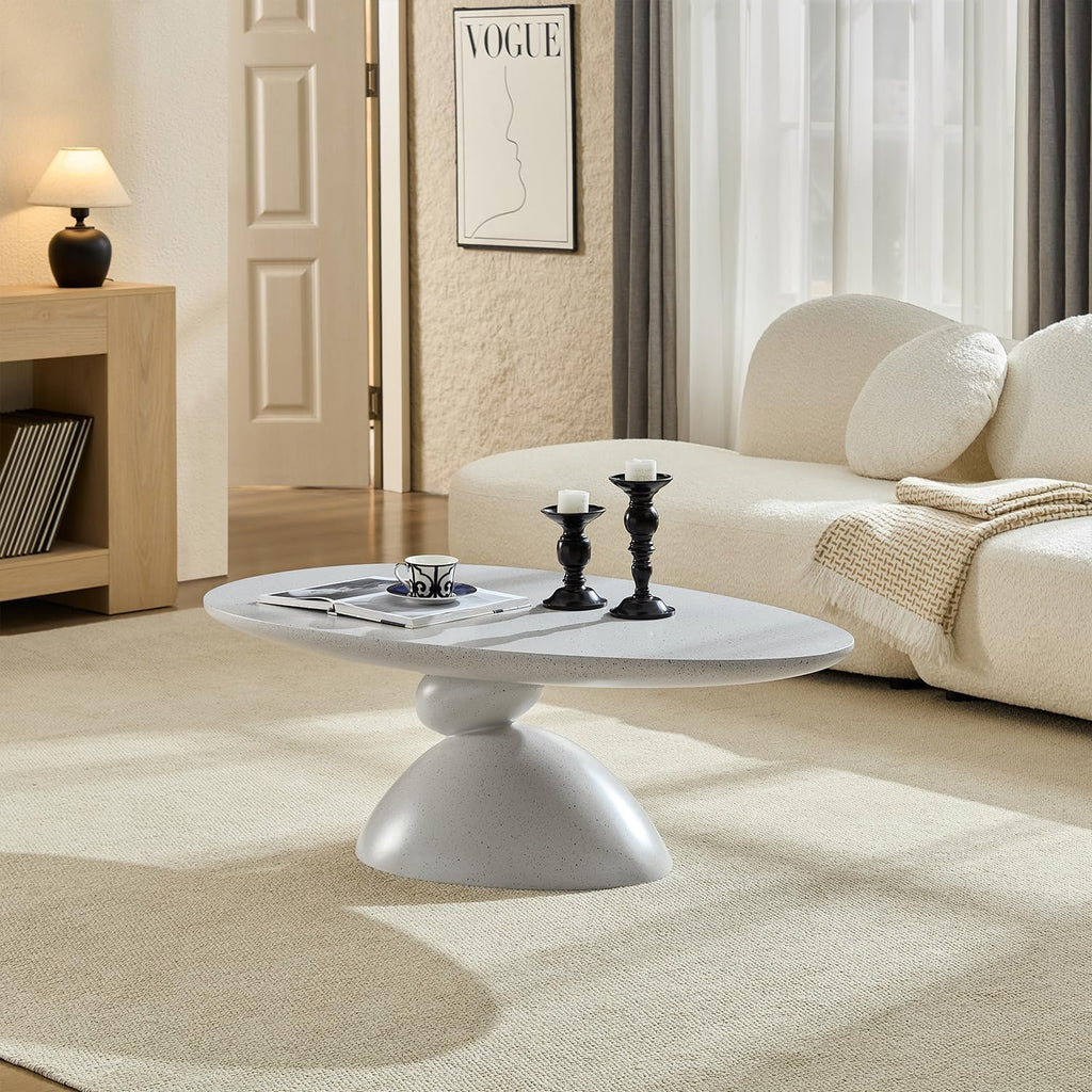 47.24' Mid-Century Modern Oval Coffee Table,Durable Fiberglass Center Table Accent Tea Table for Living Room,Apartment,Small Space,Easy Assembly (Gray)