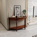 Solid Wood Semi-Circle Sofa Table with Drawer, 45.3' Traditional Living Room Console Table with Open Bottom Shelf 2-Tier Vintage Elliptical Entry Table for Home Office,Cherry Walnut SFZ1533