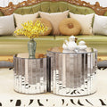 Mirrored Round Nesting Coffee Table Set of 2 Modern Mirror Glass Small Coffee Tables Circle Drum Accent Side End Table for Small Space Living Room Bedroom,No Need Assembly