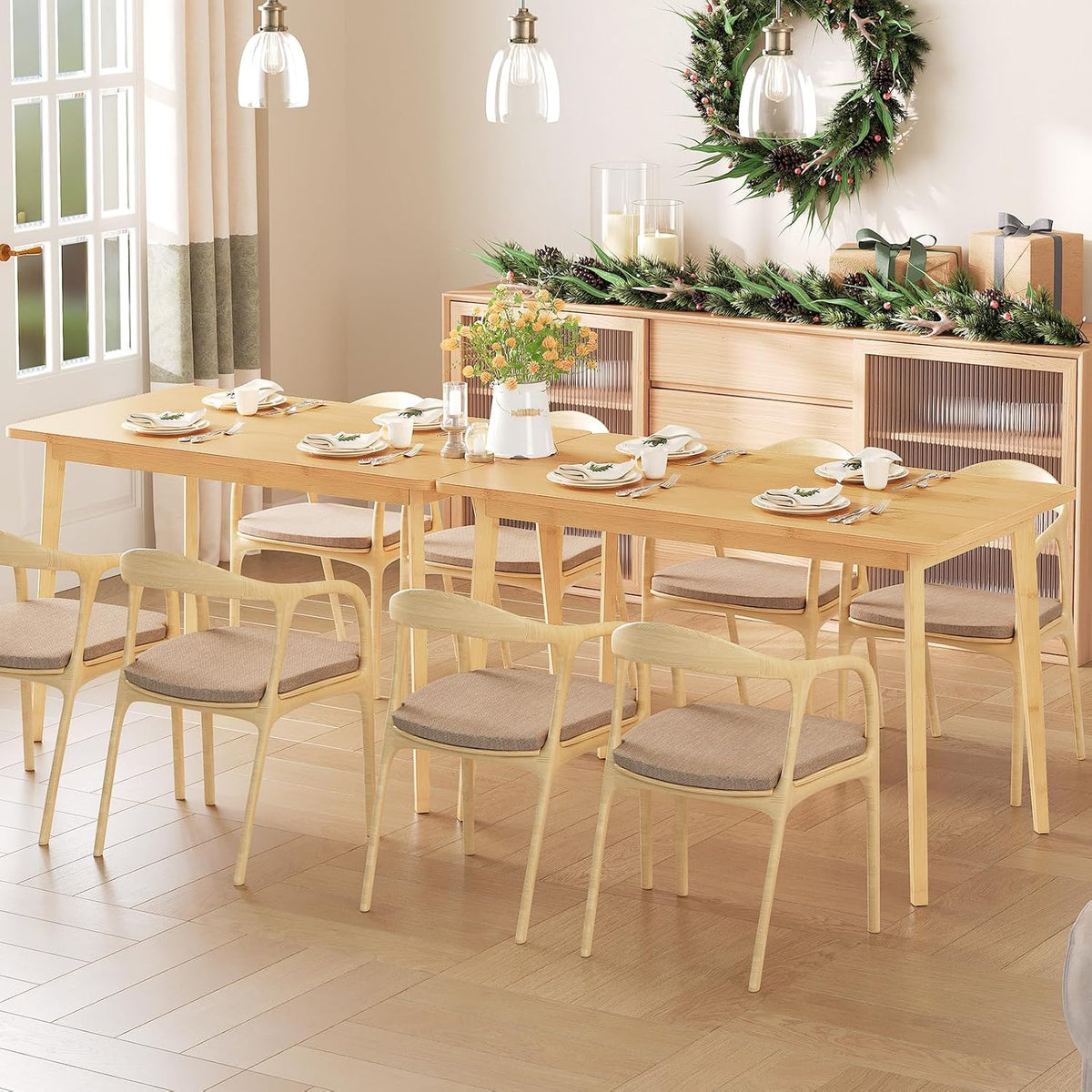 HOOBRO Dining Table, Bamboo Dining Room Table for 4-6, 47.2' Rectangle Kitchen Table, Easy to Assemble, for Dining Room, Living Room, Office, Kitchen, Apartment, Natural YL120CZ01