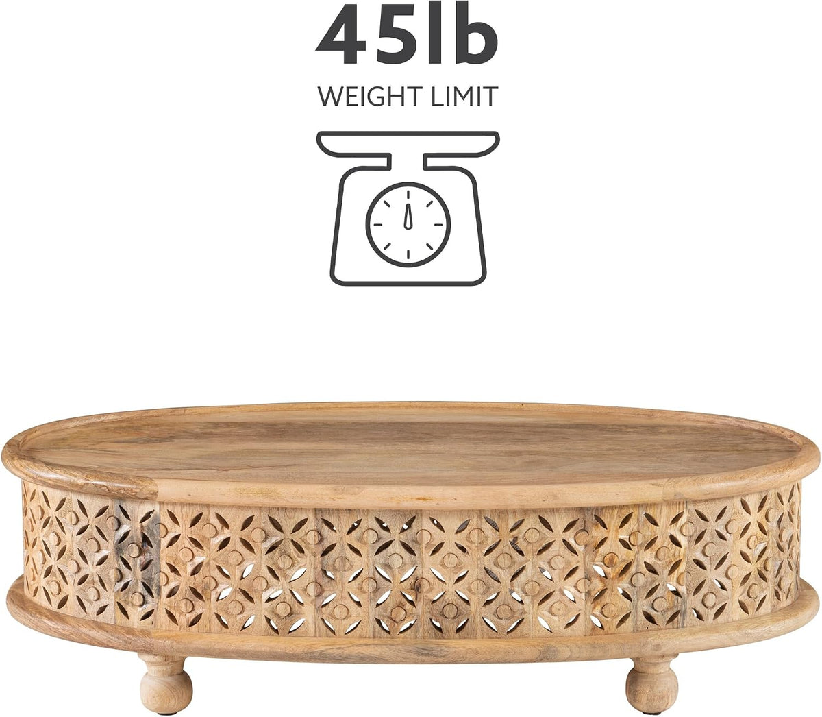 Powell Sympico Natural Stained Mango Wood Sympic Oval Coffee Table with Carved Details