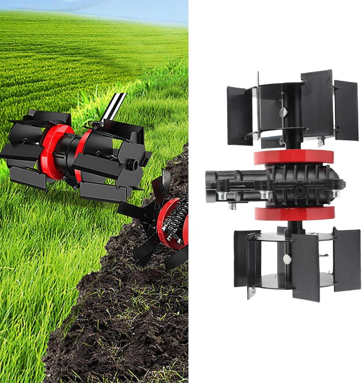 2 in 1 Lawn Mower Weeding Wheel, 9 Teeth Straight Blade Deep Plowing Wheel for Mow Grass and Loosen Soil, Universal Lawnmower Accessory (28mm)