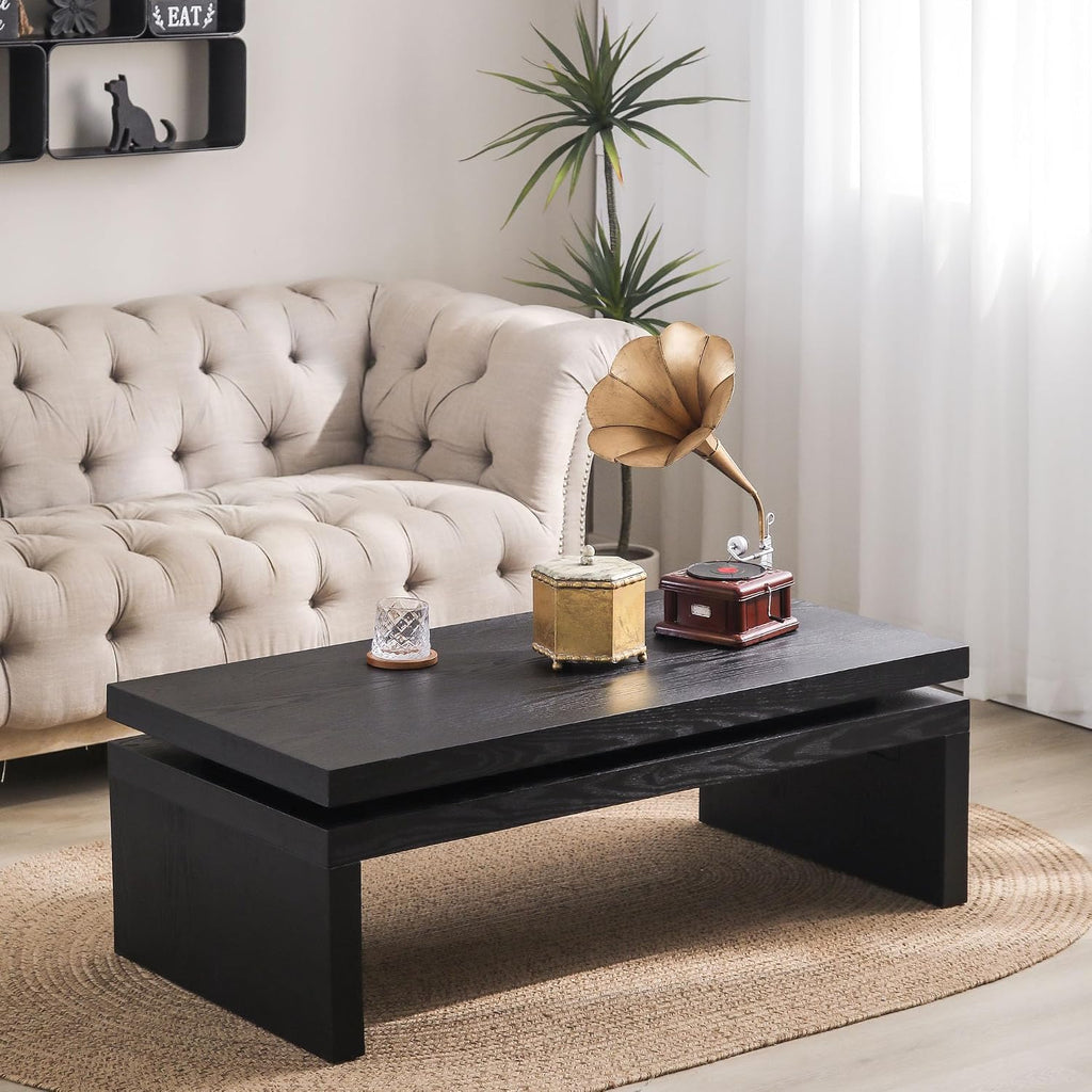 Rectangle Coffee Table for Living Room, Mid Century Modern Coffee Table, Solid Wood Center Table Accent Tea Table for Apartment
