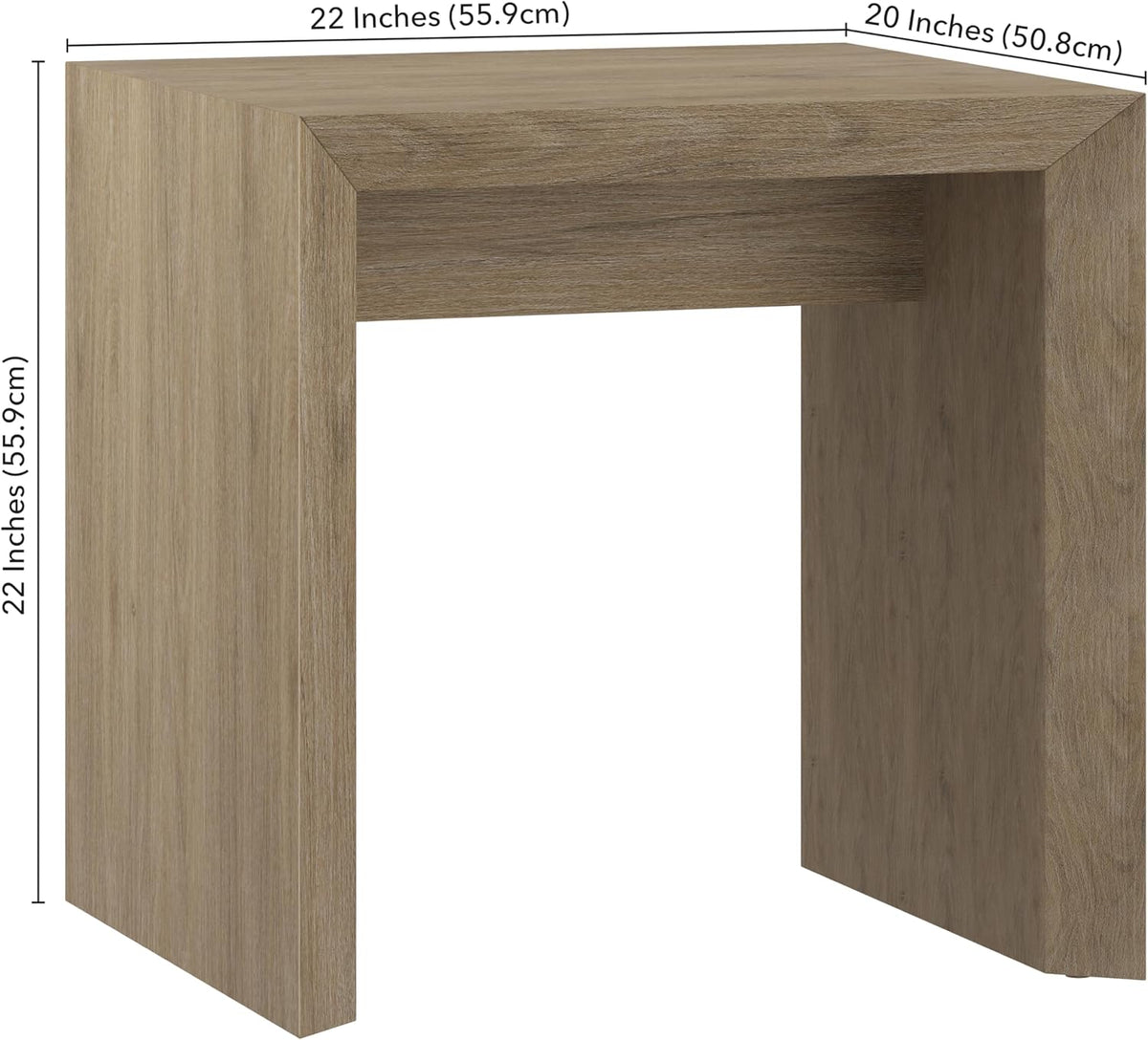 Henn&Hart 22' Modern Square End Table, Side Table, Nightstand for Living Room, Office, Family Room, or Bedroom, Weathered Gray