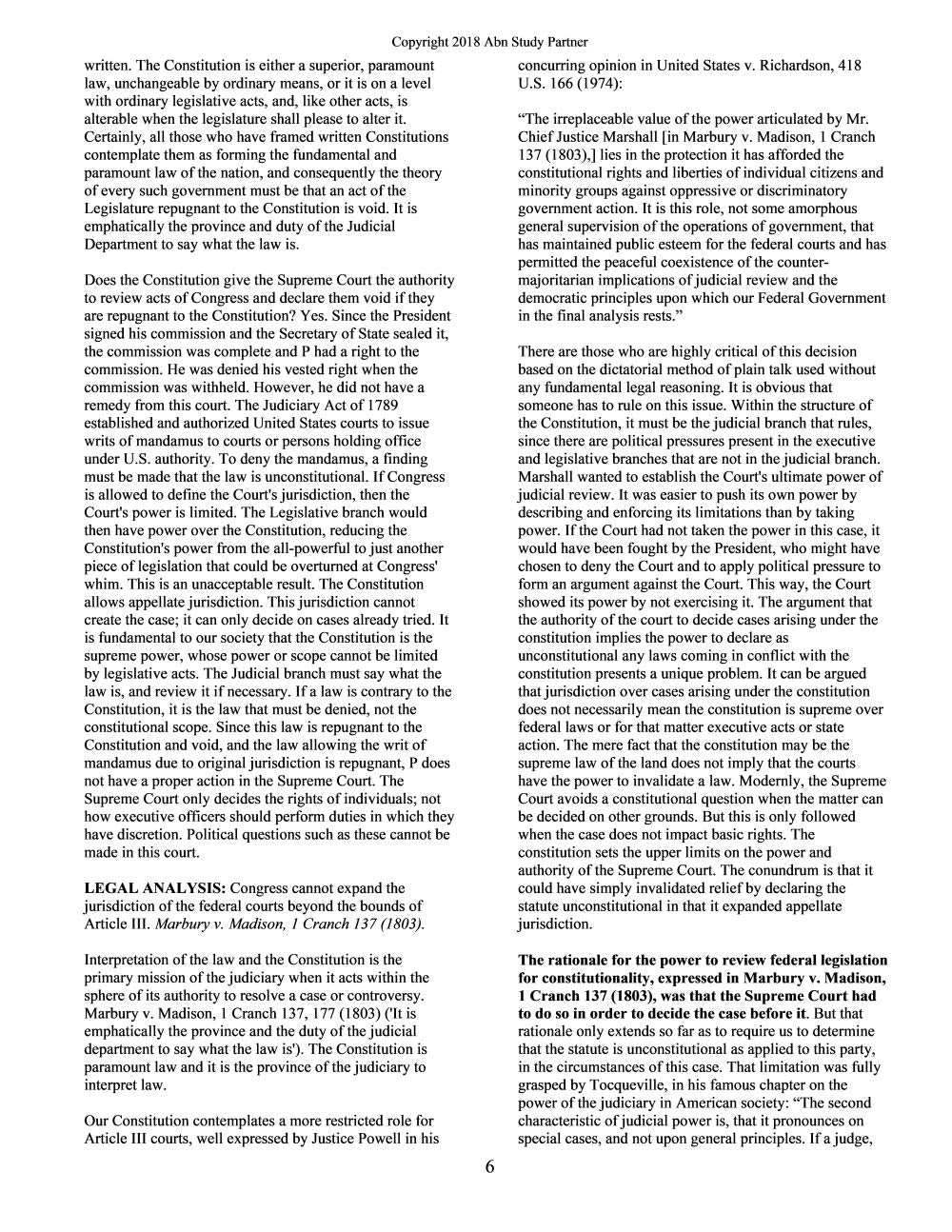 Casebriefs For the case book titled Constitutional Law: Principles and Policy, Cases and Materials 8th Barron, Dienes ISBN # 9781422498781 1422498786