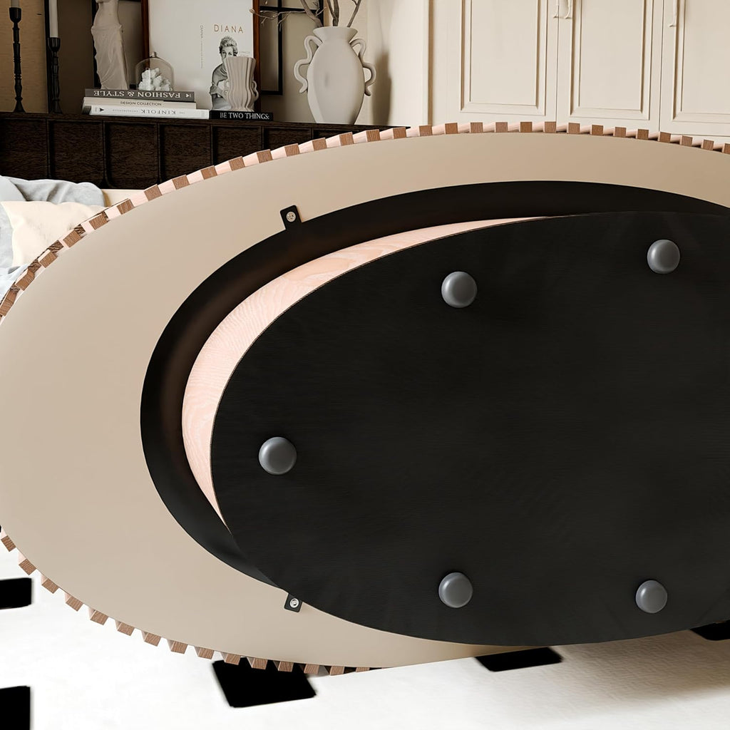 Oval Coffee Table for Living Room Modern Wood Center Tables with Storage Drum Tea Cocktail Fluted Mid Century Apartment Easy Assemble, Wood 31.5' D x 47.2' W x14.2 H