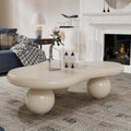 Cloud Coffee Table, Cute Irregular Coffee/Tea Table with Large Tabletop, Accent Cocktail Table, Cloud Shape Modern Coffee Table for Living Room, Office, Home Dec (D White 46.06in)