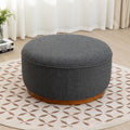 Round Ottoman Coffee Table 30' Premium Fabric upholstered Coffee Table with high Density Foam and Solid Wood Frame, Stylish and Practical Living Room Furniture, Grey