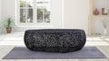Oval Coffee Table with Iron Hollow Design in Black & Silver & Gold,Drum Tea Cocktail Table for Living Room No Assemble