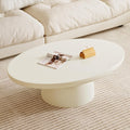 Oval Coffee Table, Creamy White Cute Center Table, Modern Coffee Table for Living Room, Bedroom,Office,Easy Assembly