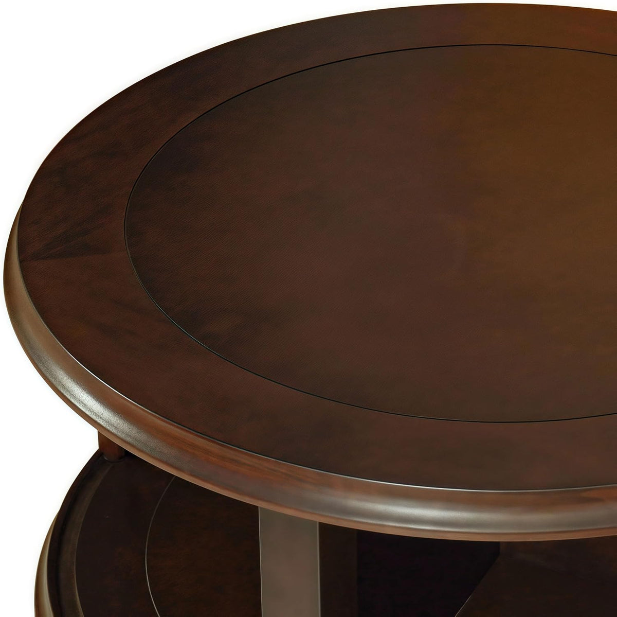 31.5' Nesting Coffee Table Set of 2, Modern Round Center End Side Table for Living Room with Storage Drawer, Dark Brown
