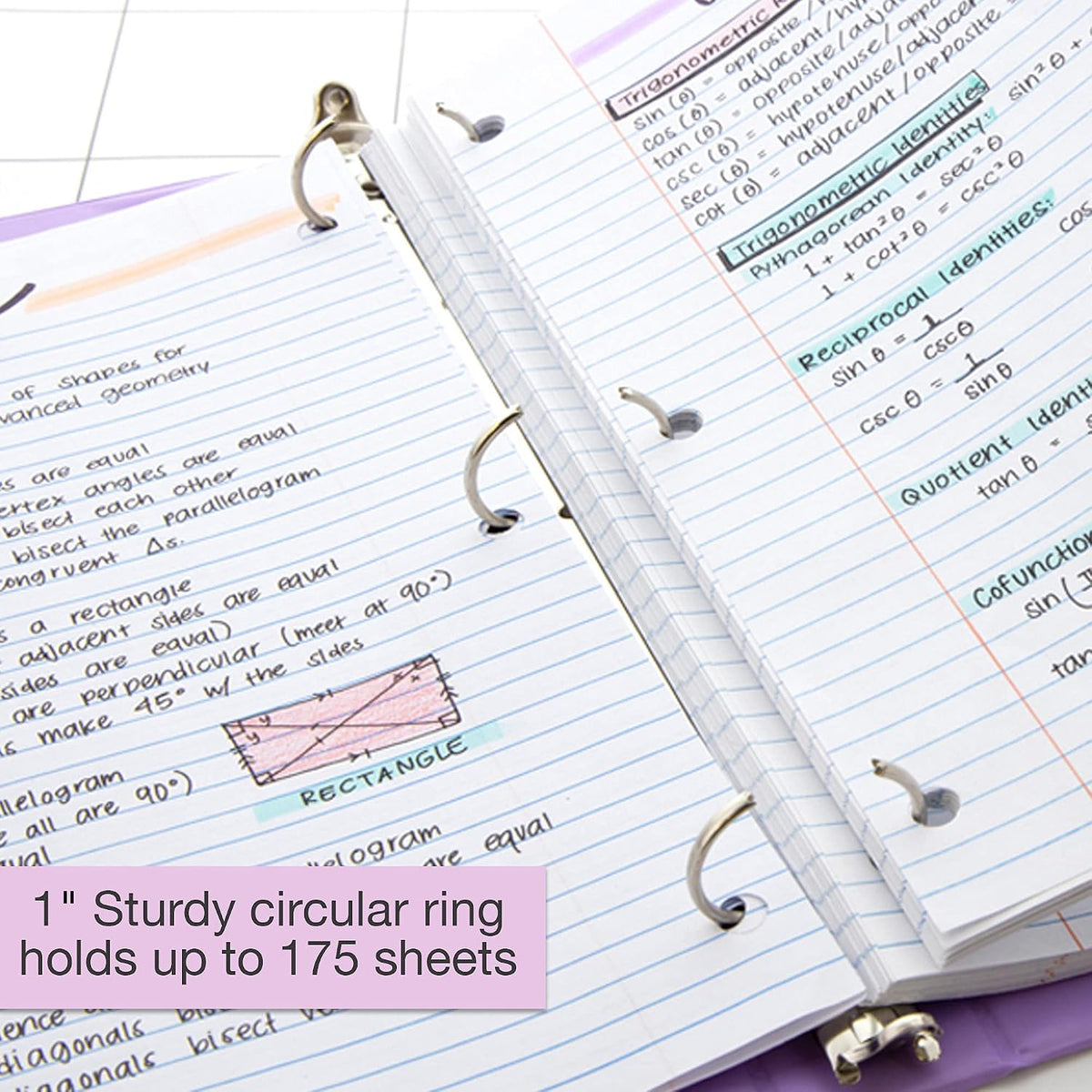 BAZIC Products 3 Ring Binder 1' Economy View Binders Organizer - Pastel Color, Round Ring, Hold 175 Sheets Paper, for School Office Home, 24-Count