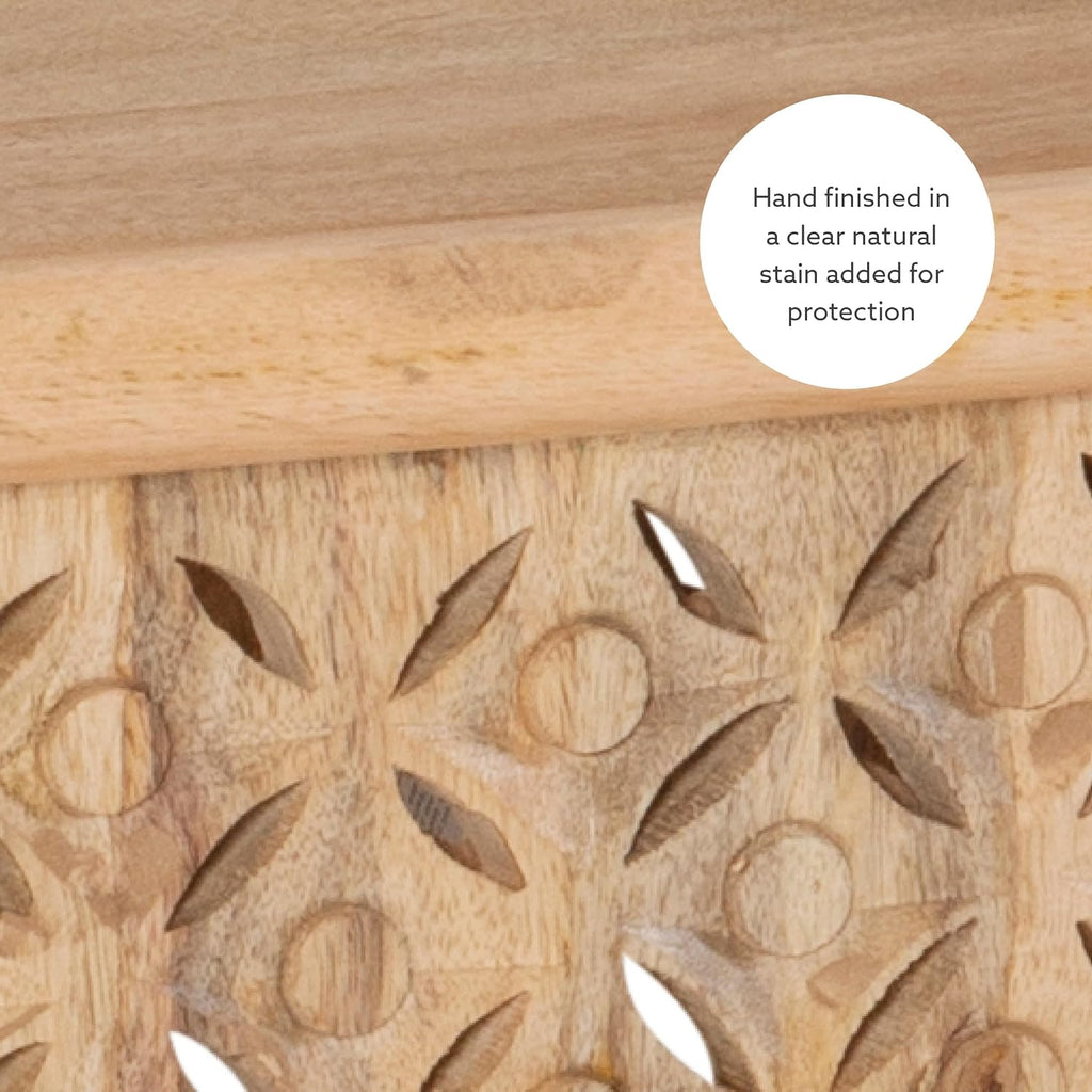 Powell Sympico Natural Stained Mango Wood Sympic Oval Coffee Table with Carved Details