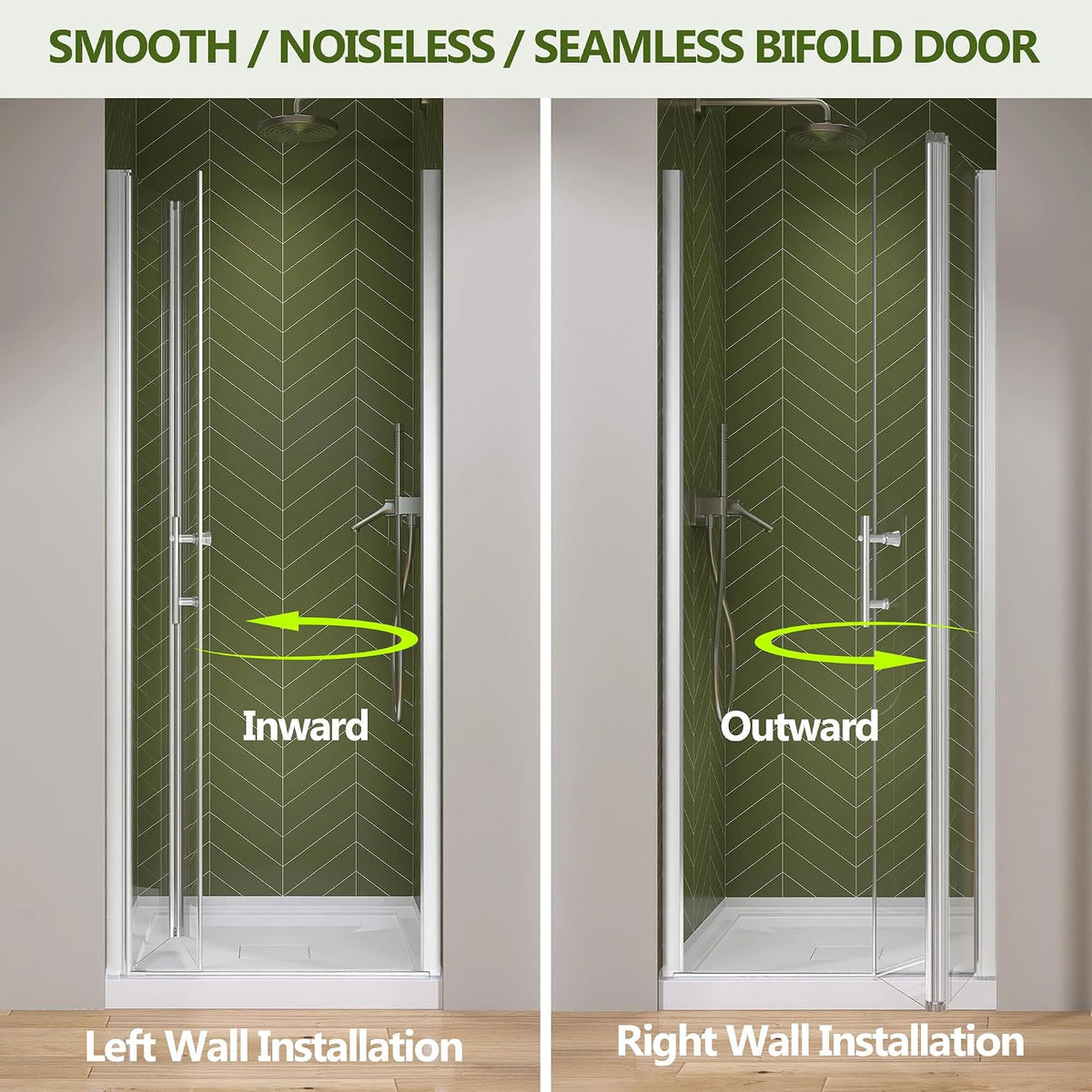 GETPRO Bifold Shower Door 32 in. W x 72 in. H Frameless Swing Pivot Shower Door with 1/4 in. Tempered Clear Glass Panel Adjustable Bathroom Fold Door for Shower Polished Chrome Hardwares