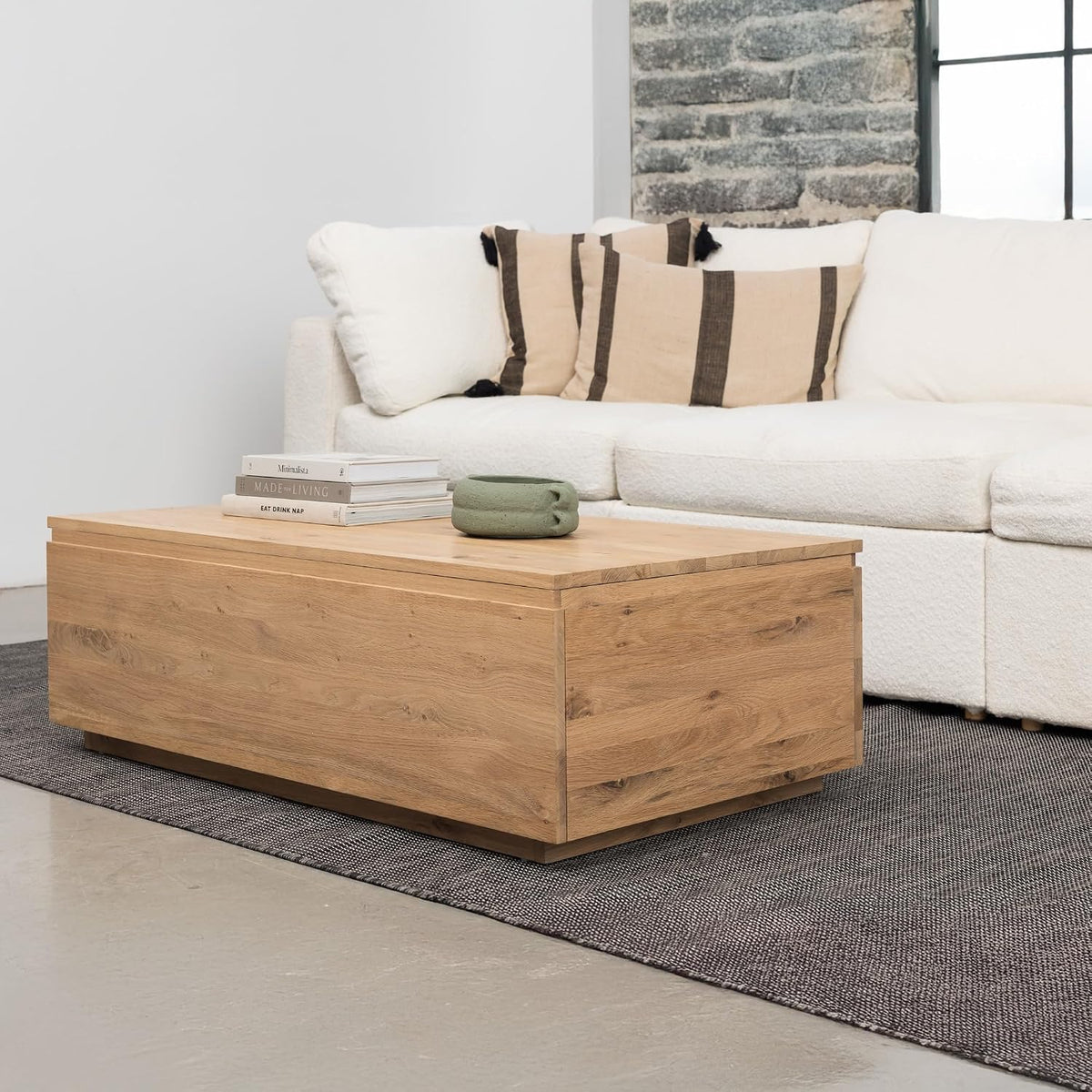 Transformer Table - Lift Top Coffee Table with Storage, Modern Coffee Table for Living Room, Work & Dining, Space-Saving Small Coffee Desk with Hidden Storage, Natural