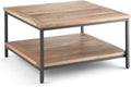 SIMPLIHOME Skyler Square Coffee Table - 34 inch Wide Solid Mango Wood and Metal Living Room Table in Natural, Industrial Center Table for Family Room or Lounge with Open Shelf and Black Frame