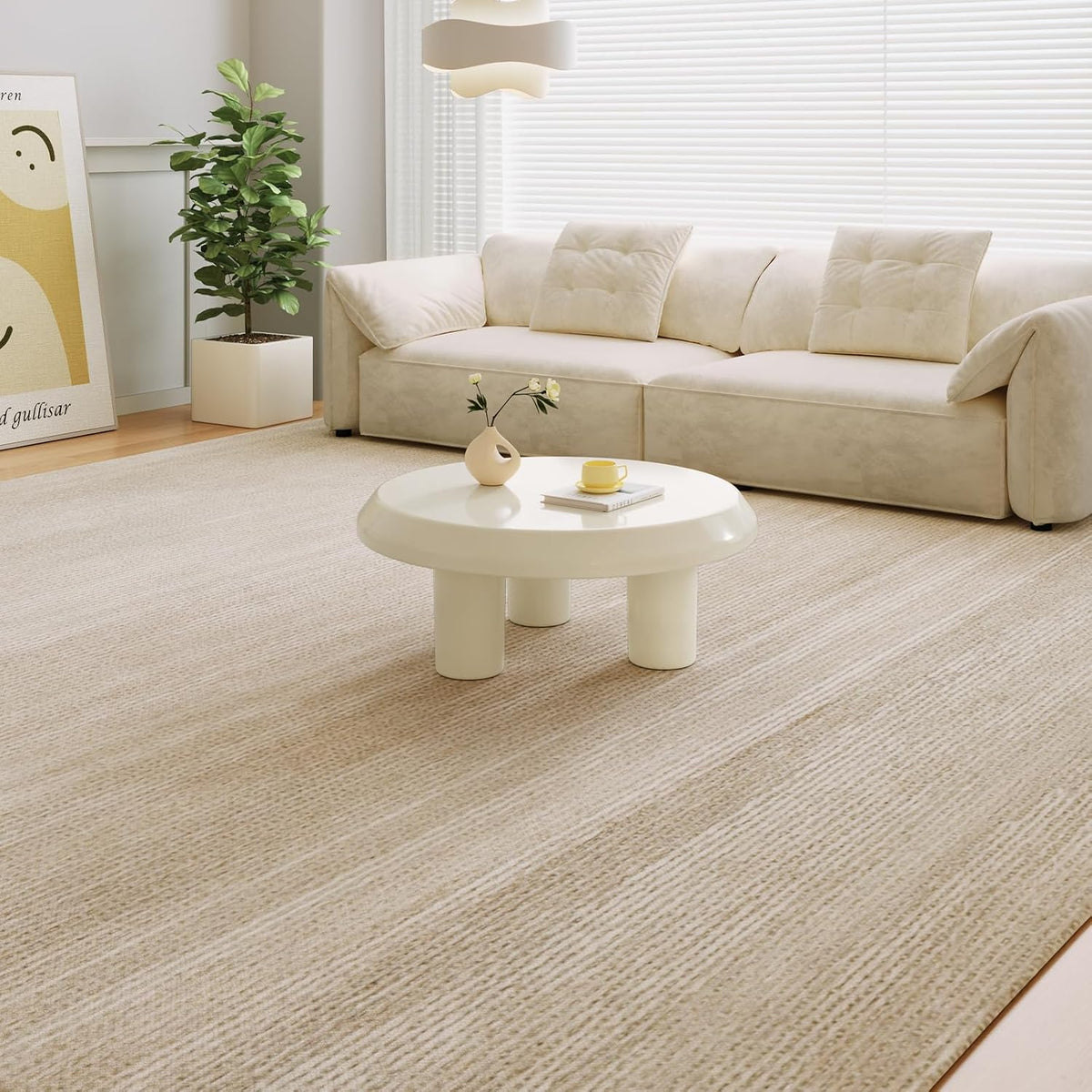 31.49' Round Coffee Table, Circle Coffee Tabels with 3 Legs for Living Room, Modern Circular Center Table for Sofa, White Mddern Tea Table for Bedroom, Easy Assembly