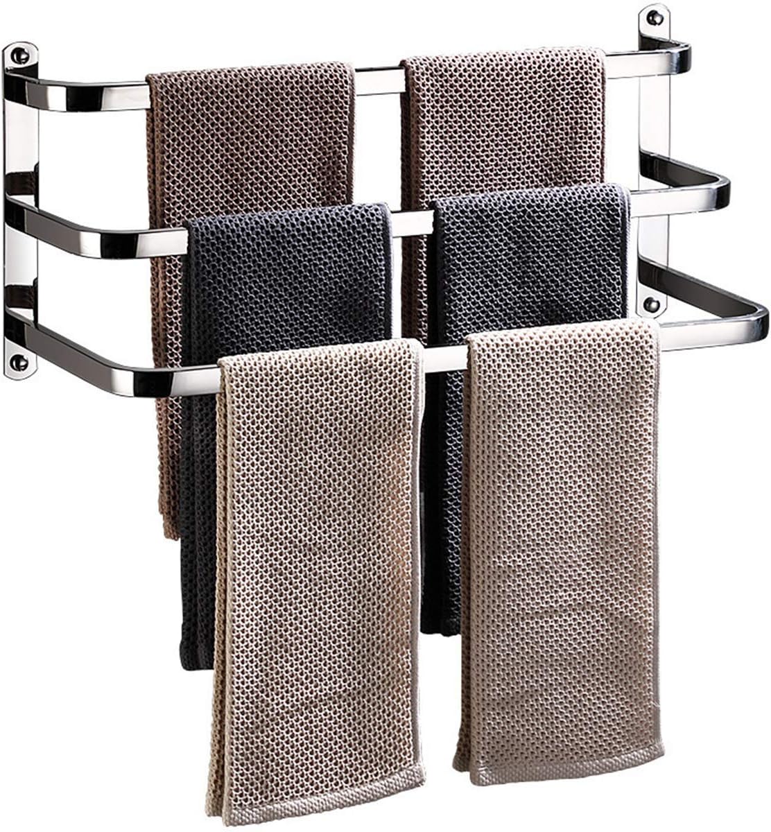 Double Pole Towel Rack Punch-Free Towel bar Bathroom Suction Cup Towel Holder Space Aluminum Towel Shelf-A 57cm(22inch) (Three Layers 40cm)