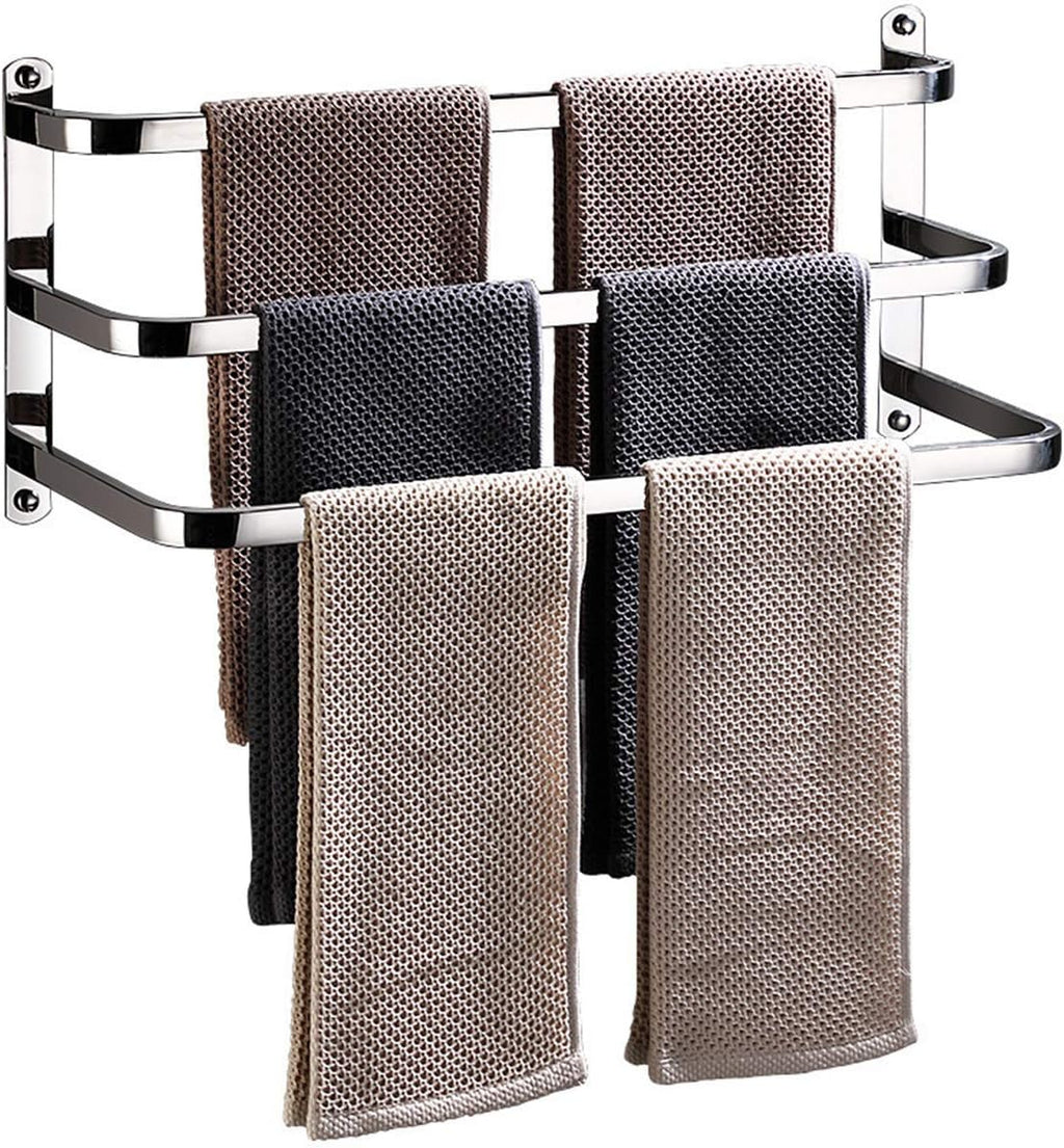 Double Pole Towel Rack Punch-Free Towel bar Bathroom Suction Cup Towel Holder Space Aluminum Towel Shelf-A 57cm(22inch) (Three Layers 80cm)
