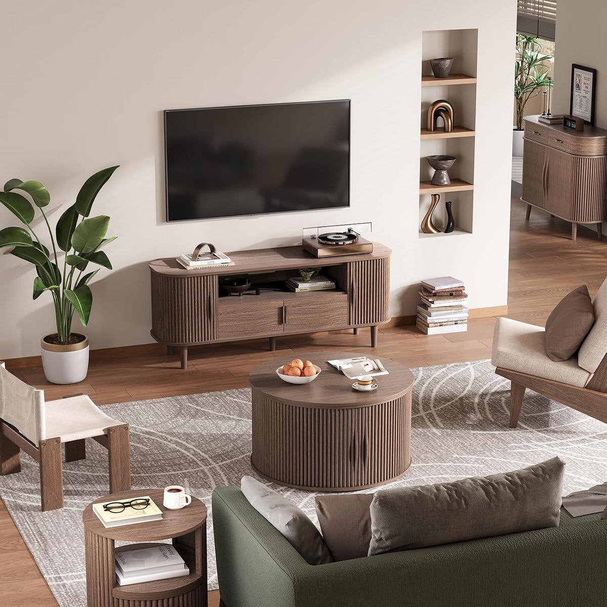 Jiansu furni 31.5'Coffee Table with Lifting Top,Mid Century Modern Coffee Table with Sliding Door & Hidden Storage,Small Center Table for Living Room,Walnut