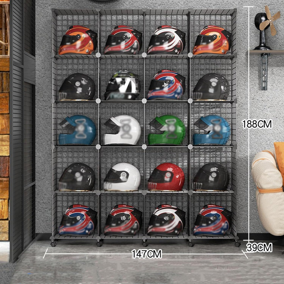 Motorcycle Football Helmet Display Case Cabinet Holder Rack,floor-standing Metal Fireman's Helmet Large Display Holder，retail Hard Hat Baseball Hats Display Stand,stackable Modular Shelves