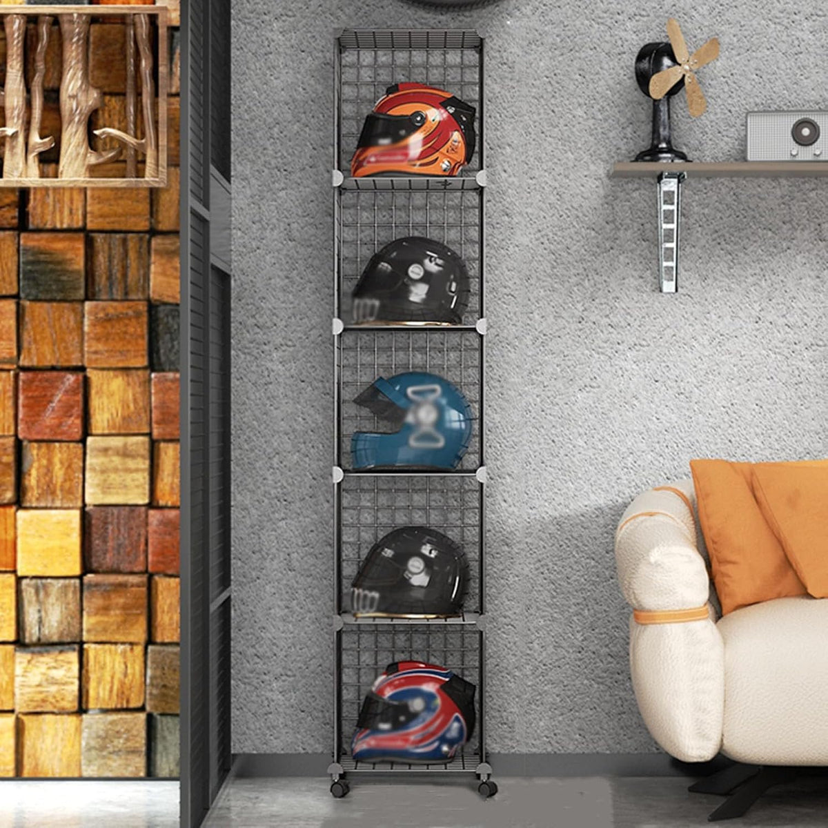 Motorcycle Football Helmet Display Case Cabinet Holder Rack,floor-standing Metal Fireman's Helmet Large Display Holder，retail Hard Hat Baseball Hats Display Stand,stackable Modular Shelves