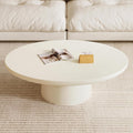White Oval Coffee Table, 45.66' Cream White Modern Coffee with Sturdy Pedestal for Bedroom,Living Room & Small Spaces