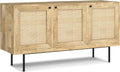 SIMPLIHOME Reeves 57 inch x 18 inch Rectangle Contemporary Modern Sideboard Buffet in Natural for The Dining Room and Kitchen
