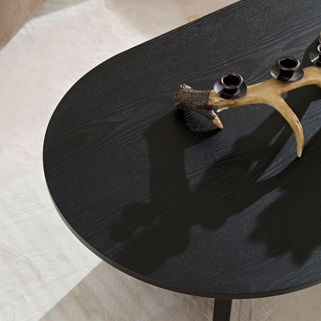 KEVINSPACE W39.37 Oval Coffee Table for Living Room Home ModernCoffeeTable with Design CoffeeTable Legs Wood Accent Center Table Mid Century Minimalist Tea Table Cocktail Table Office Black