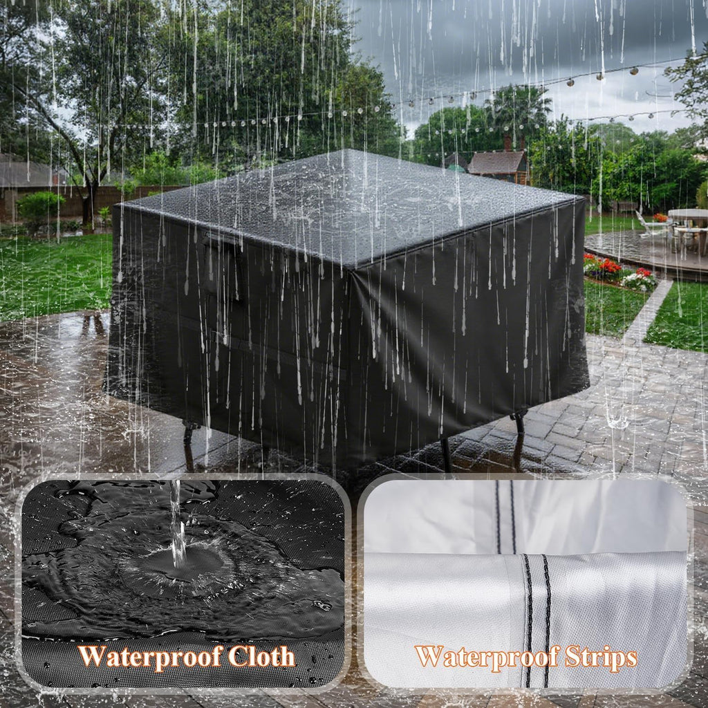 Outdoor Square Table Cover 126Inch,Waterproof Patio Square Furniture Covers,Heavy Duty Outside Squares Furniture Cover - 126 x 126 x 42 Inch