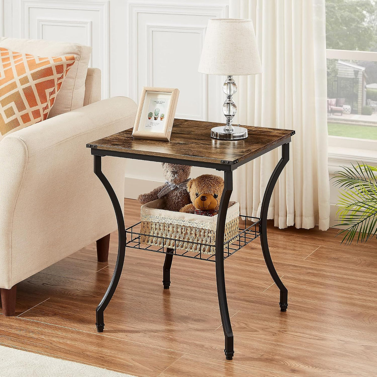 VECELO 3 Pieces Living Room Table Sets, Coffee and End Tables with Open Storage Shelves for Apartment, Home Office, Small Space, Easy Assembly, Brown