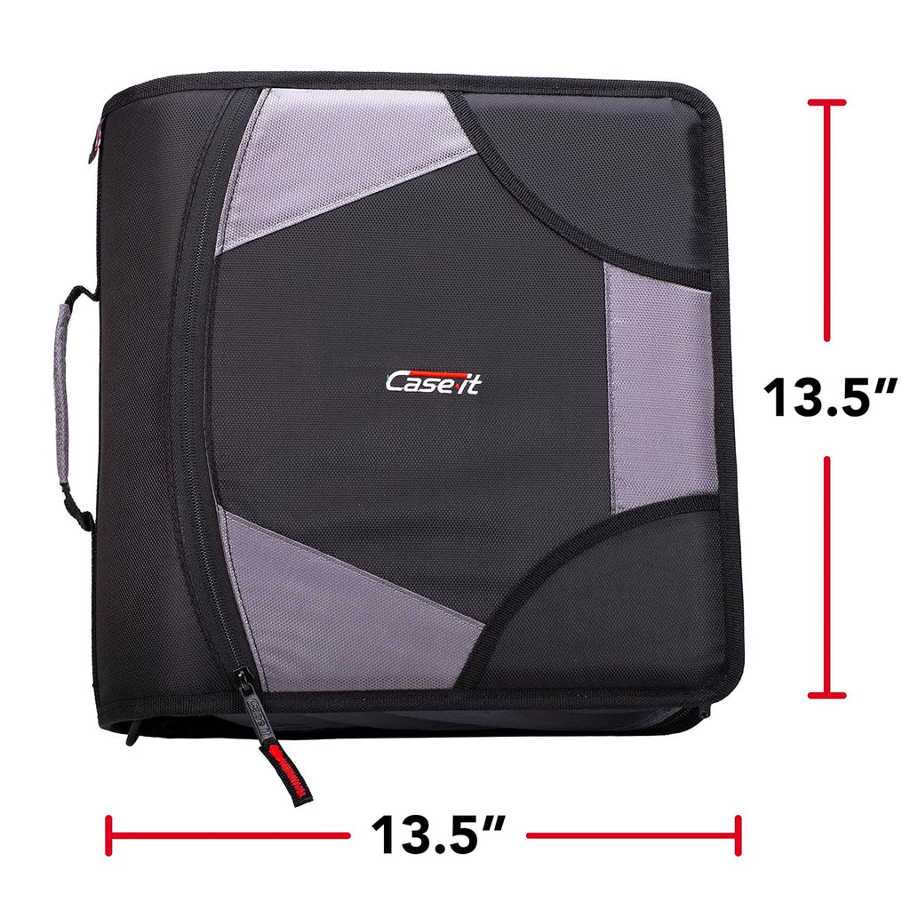 Case-it King Sized Binder 4-Inch D-Ring Jet Black | 800 Sheet Capacity | 5 Subject File Folder | With Shoulder Strap | Pack of 4