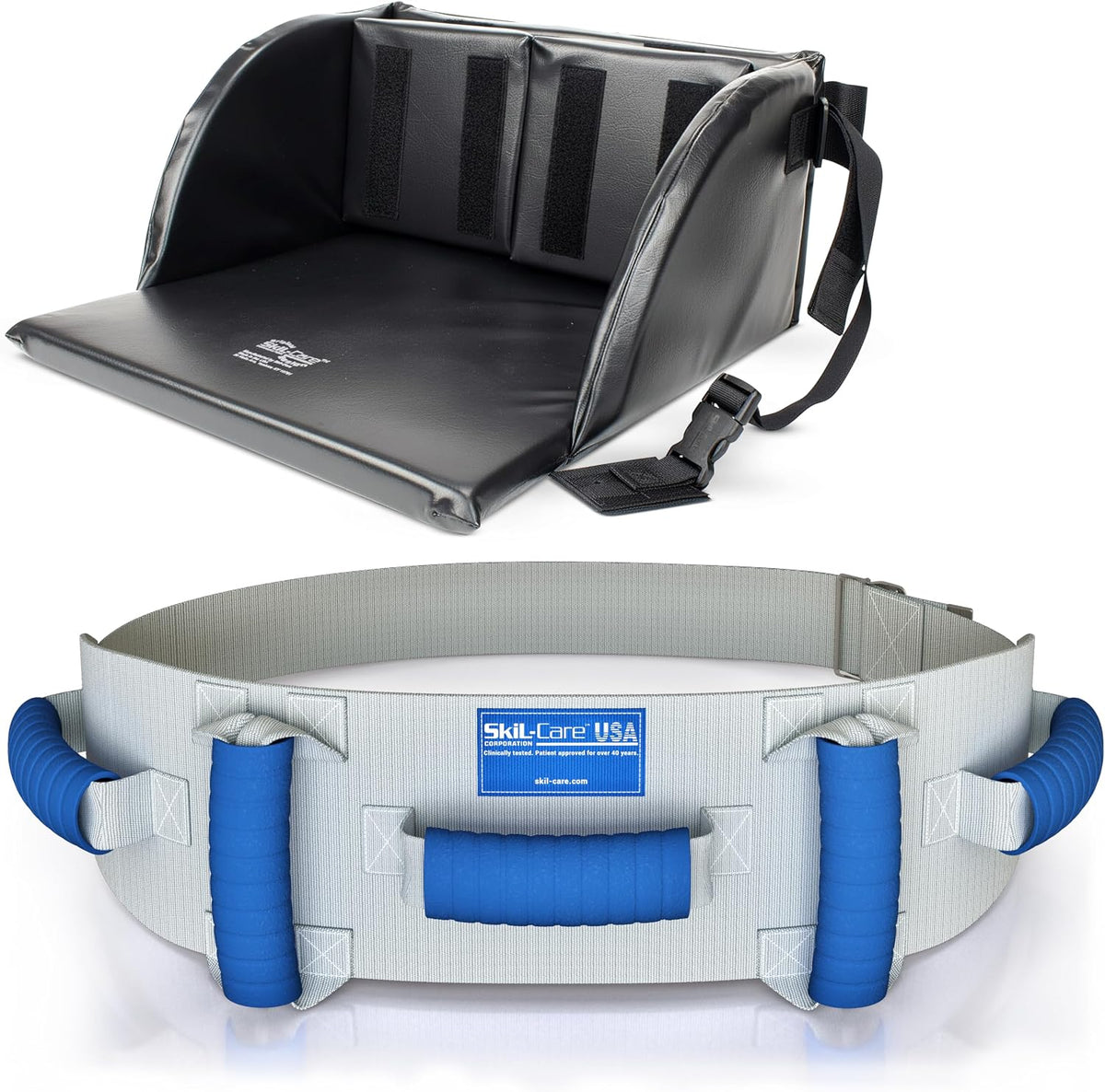 Skil-Care Gait Belt with Handles + Comfort Foot Cradle, Elderly Transfer Aid and Footrest Support Bundle, Physical Therapy and Mobility Equipment for Wheelchairs, Models 252220 & 703410