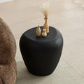 19.29'' Faux Stone Side Table End Table for Living Room, Modern Contemporary Style, Fiberglass Material & Grainy Stone Paint, No Assembly, Black