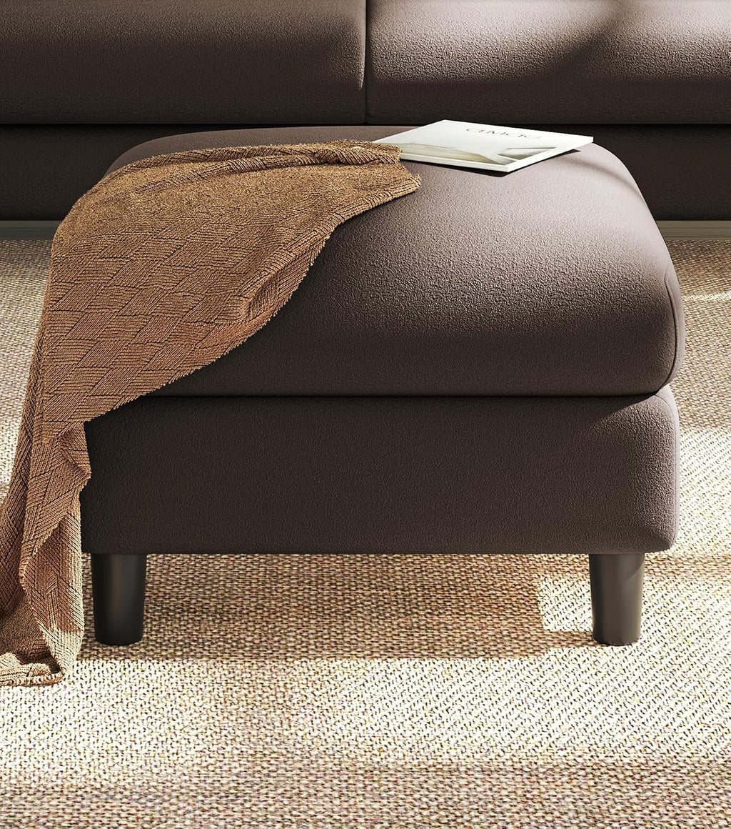 Welzona Teddy Storage Ottoman, 26.7' Large Living Room Ottoman, All-Wood Coffee Table Ottomans with Storage, Tool-Free Setup Ottomans for Living Room, Bench for Bedroom, Brown