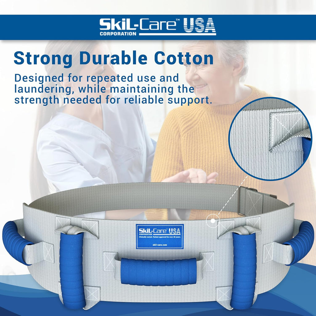 Skil-Care Gait Belt with Handles + Comfort Foot Cradle, Elderly Transfer Aid and Footrest Support Bundle, Physical Therapy and Mobility Equipment for Wheelchairs, Models 252220 & 703410