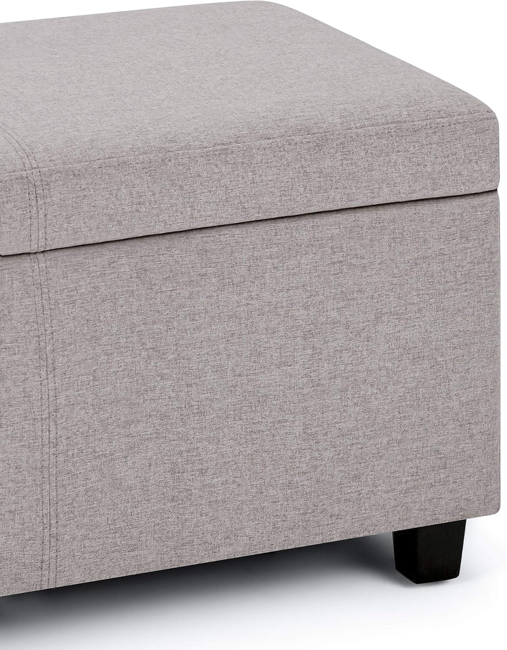SIMPLIHOME Avalon Storage Ottoman Bench - 48' Wide x 16' High Upholstered Linen Look Fabric Rectangular Lift-Top Ottoman in Cloud Grey, Contemporary Bench for Living Room with High-Density Foam