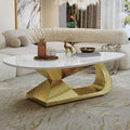 Modern Sintered Stone Coffee Table with Stainless Steel Base - Elegant and Durable Living Room Table