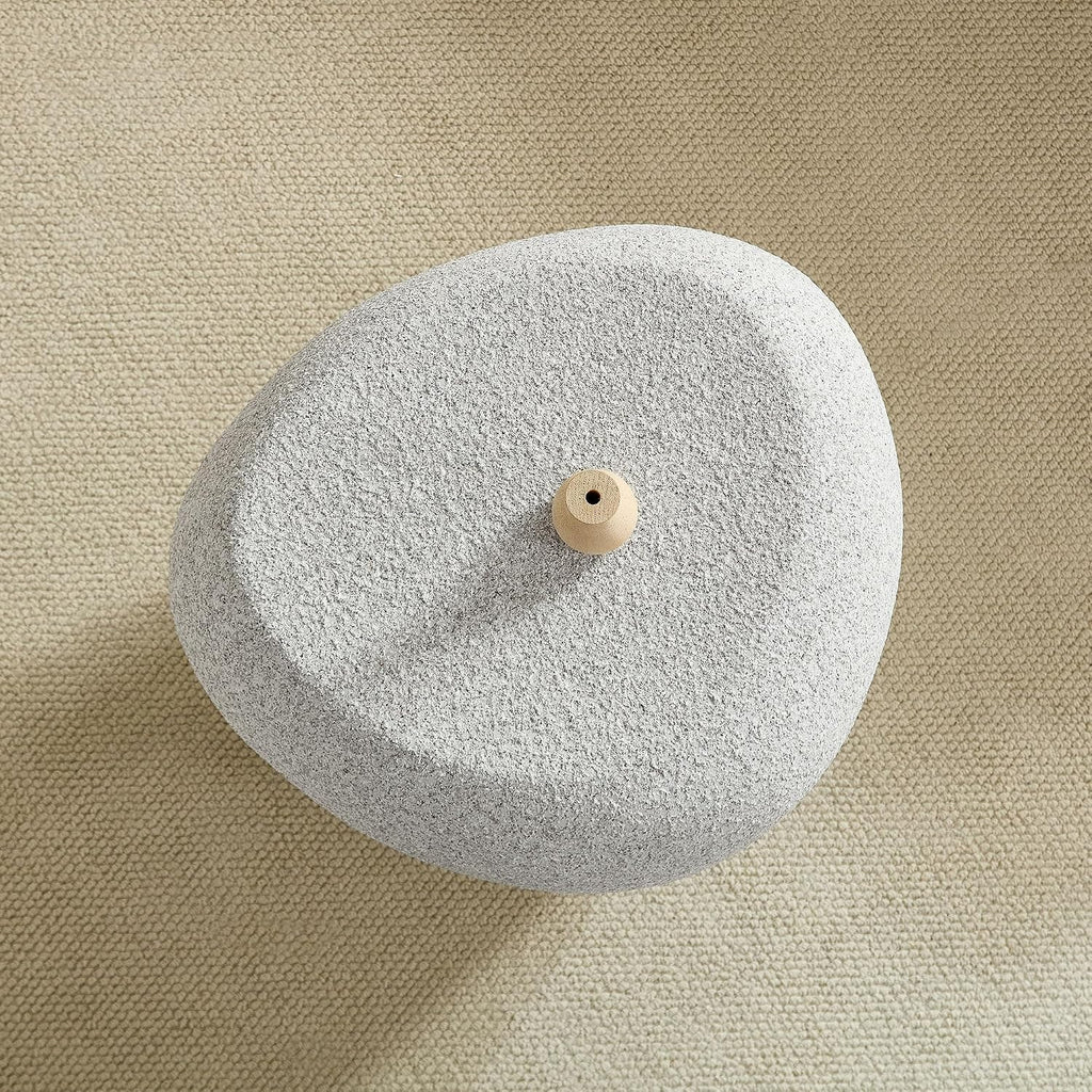 19.29'' Faux Stone Side Table End Table for Living Room, Modern Contemporary Style, Fiberglass Material & Grainy Stone Paint, No Assembly, Beige