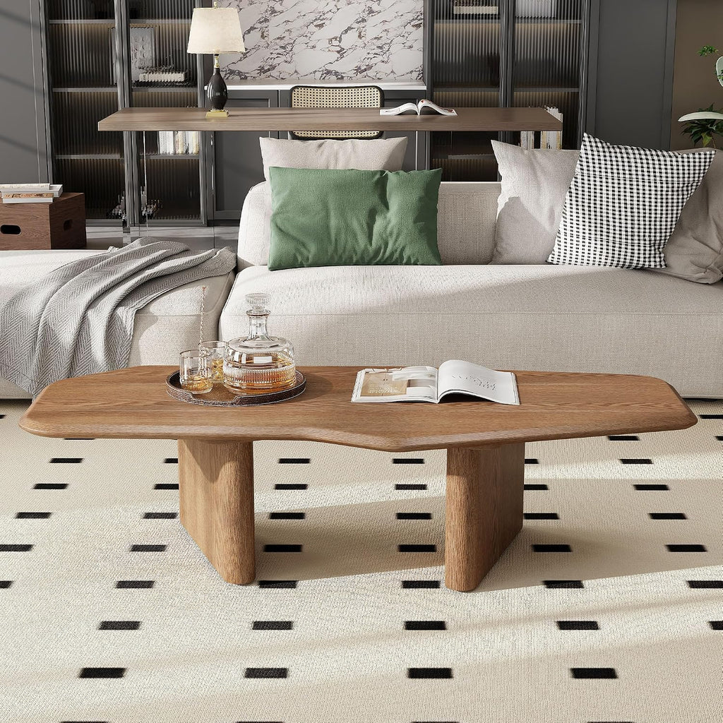Modern Coffee Table, Small Coffee Tables for Living Room Wood Top Wooden Center Wooden Table Farmhouse Mid-Century Unique Easy Assembly for Living Room & Bedroom,Office, 47.2' W x13.8 H