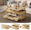 SYESWAY 42'' Lift Top Coffee Table, 4-in-1 Multifunctional Lift Coffee Table with Storage & Hidden Compartments, Farmhouse Coffe Table with Lifting top for Living Room, Dining Reception Room, Wood
